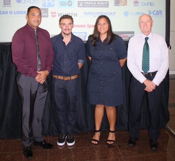 L-R: Mickitja Onus (ERA Indigenous Support Officer), Brock Hope (second year ERA Heavy Diesel Apprentice), Jaala Alley (second year ERA Heavy Diesel Apprentice), and Chris Hattingh (Acting General Manager Operations Ranger Mine).