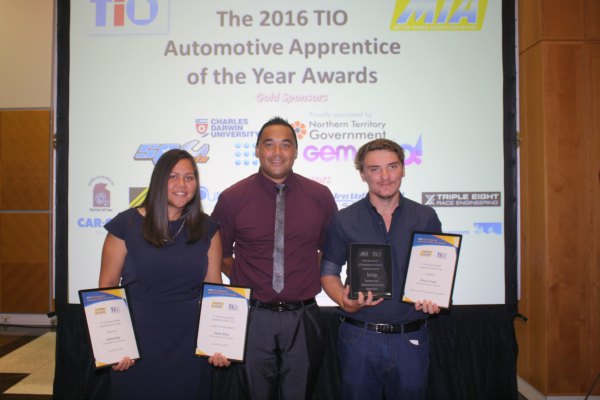 Photo: L-R Jaala Alley (first year ERA Heavy Diesel Apprentice), Mickitja Onus (ERA Indigenous Support Officer) and Brock Hope (first year ERA Heavy Diesel Apprentice).